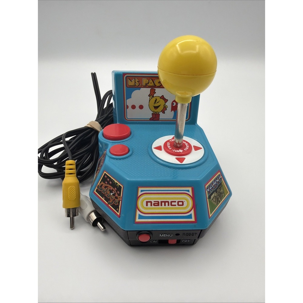 JAKKS Pacific Namco Ms Pac Man Plug Play TV Game Joystick Galaga 5-in-1 2004 EUC
